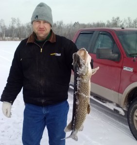 10# pike this winter. Notice the truck on the ice.